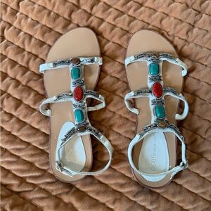 BCBGeneration Women's White with Multicolor Stones Sandals